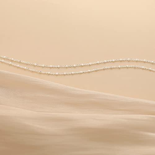 Image of Freekiss Sterling Silver Ankle Bracelets for Women: Dainty Layered Waterproof Anklet for Women Adjustable Womens Anklet Set Stackable Figaro Beaded Cuban Link Anklets Beach Jewelry for Women
