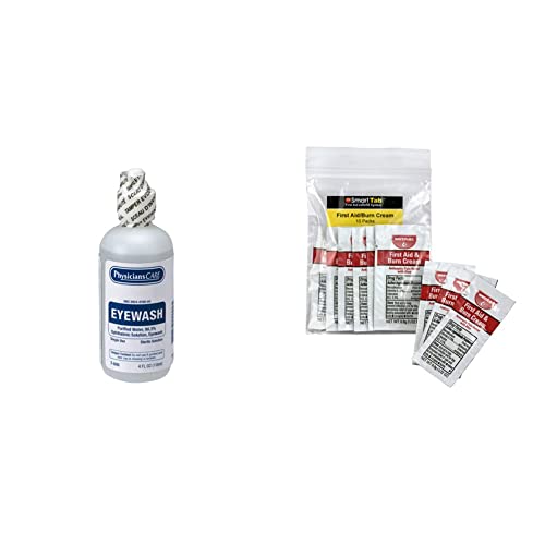 First Aid Only FAE-7016 SmartCompliance Refill Eyewash, 4 Ounces & FAE-6109 SmartComplianceRefill Burn Cream, 10 Count