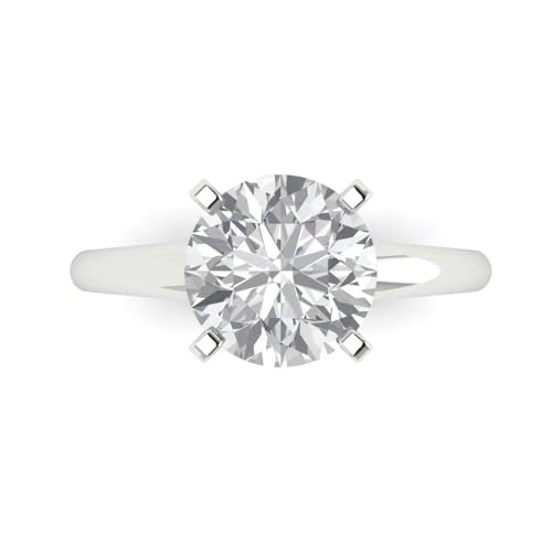 2.5 ctw Round Cut Solid Gold Engagement Ring for Women - 14K White Gold - Moissanite Wedding Promise Ring for Her