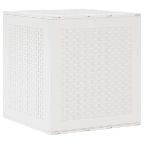 vidaXL Kompakte Außenlagerbox in Weiß | Robuste UV-beständige und wasserdichte Box für Garten, stylische moderne Lösung, einfach zu montieren, perfekte Balkon- oder Terrassenlösung, wetterfeste Einhei