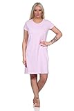 NORMANN-Wäschefabrik Wunderschönes Damen Nachthemd Kurzarm in feiner Ringeloptik - 122 214 90 903, Farbe:rosa, Größe:40-42