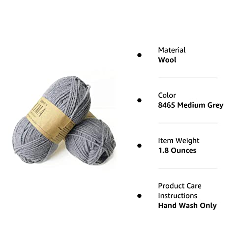 65% Wool And 35% Alpaca Yarn For Knitting And Crocheting, 3 Or Light, Worsted, Dk Weight, Drops Lima, 1.8 Oz 109 Yards Per Ball (8465 Medium Grey) #TOP4