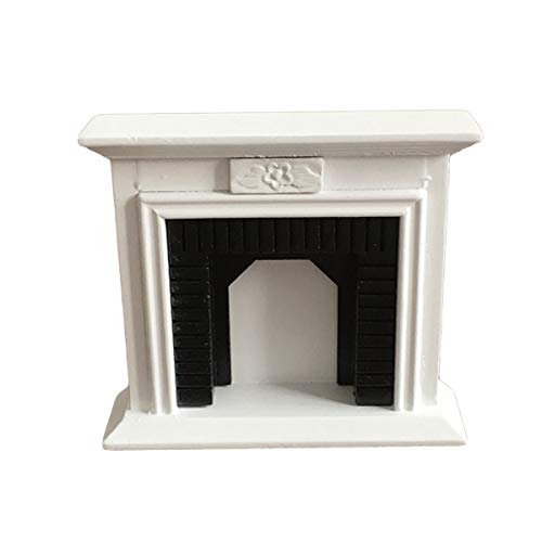FAMKIT Dollhouse Decoration Accessories,1:12 Dollhouse Miniature Furniture Room Wooden Vintage White Fireplace (White) - Thumbnail 5