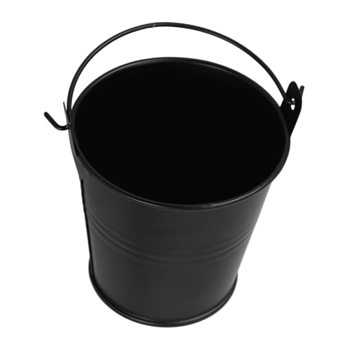 VILLCASE Secchio Grasso Barbecue in Ferro Nero Contenitore Olio per Portatile Resistente per Esterni Camping e Picnic Facile da Pulire