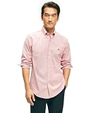 Faltenfrei Brooks Brothers Herren Regular Fit Oxford Langarm-Sportshirt, Rot, Größe L, Rot/Ausflug, einfarbig (Getaway Solids), L