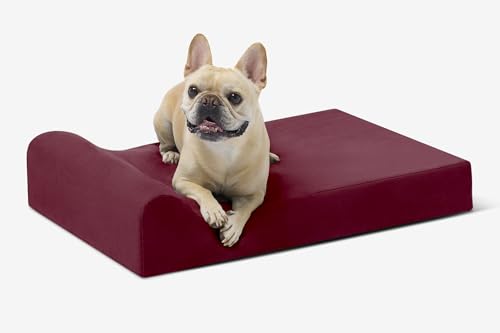 Barker Beds Small Orthopedic Dog Bed - 4' Pillow Top with Headrest - 15-30 lbs - Memory Foam for...