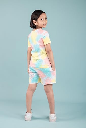 Image of Tweeny Mini Girls Cotton Night Suit | Sleepwear | Nightwear | Tie & Dye Summer Loungewear with Top and Shorts for Kids Girl (Pure Cotton)