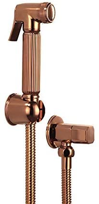 Bidet Spray Set, Rose Gold Brass Square Bidet Bathroom Hand Shower Bidet Toilet Sprayer Hygienic Shower Bidet Tap Wall Mounted Bidet Faucet Set,C