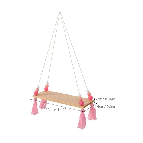 Estantería de pared de madera rosa nórdica de diseño moderno para dormitorio 4