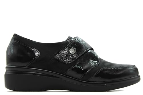 PITILLOS - Blucher,mocasín,Zapato con Tira adesiva,Casual,Piel y Tela,Plantilla Extraible,Deportivo,Sneaker para: Mujer Color: Negro Talla:38