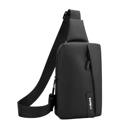 Fuaihui Borsa a Tracolla Uomo Leggero, Zaino Monospalla Impermeabile per Ciclismo ed Escursionismo - Sling Bag Compatto Traspirante per Sport, Viaggio e Uso Quotidiano (nero)