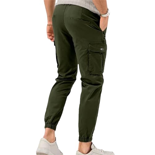 Corduroy Pants Men Casual Baggy Cargo Joggers Pants Trousers Drawstring Elastic Waist Tapered Sweatpants with Pockets4