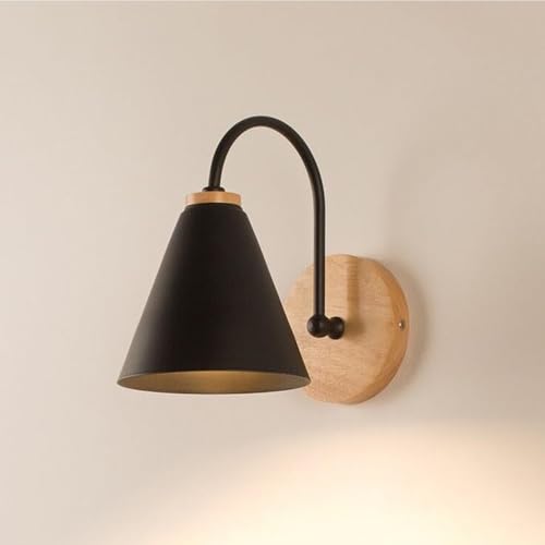 Lanterne en bois applique murale salon et chambre design trompette noire ZR98US