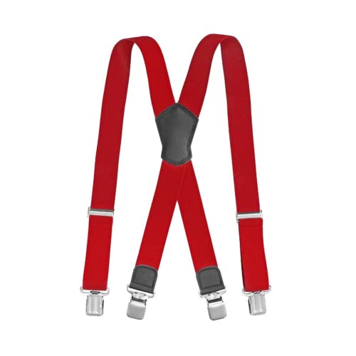 Hosenträger für Herren X förmige 3.8cm breit verstellbar und elastisch mit einem sehr starken Clips, Hosenträger X-Form lange für Männer und Damen Hose (red,3.8cm*110cm) Cover