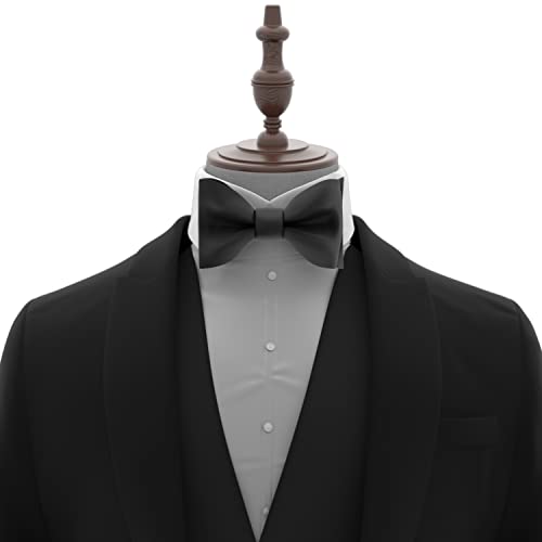 Image of Adam Young Men's Self Tie Bow Tie with Pocket Squares Made of Sami-Glossy Satin Bowtie for Tuxedo Faux Silk