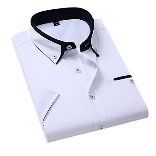 Chemise d'été homme blanche SaoBiiu en coton à manches courtes taille XL