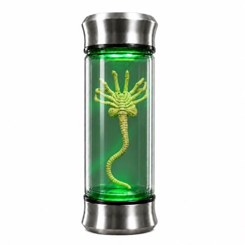 SEELLODGE Alien Creature Popcorn Bucket LED Lighted Alien Gothic Popcorn Bucket Home Decor Creepy Halloween Party Tabletop Decoration Accessories(Alien Creature)