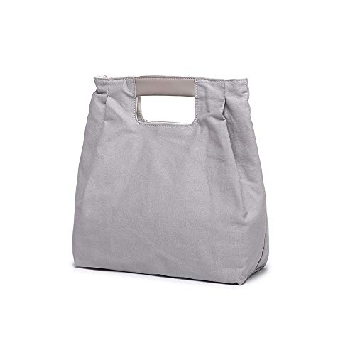 NOL Reversible Canvas Lunch Bag Cotton Featured Top Handle Handy Bags (Grey)
