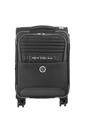 Image of Ligo Ligobags Polyester 8 Wheels 360 Degree Wall Street Soft-Sided Small Cabin Luggage Black Laptop Roller Case |20 Inch Trolley Bag