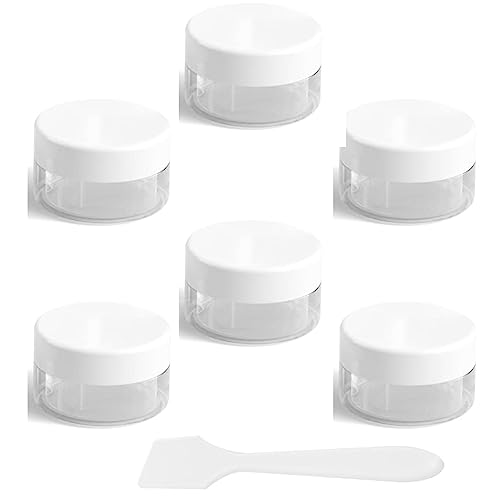 Vasetti vuoti trasparenti, confezione da 6 barattoli per crema, mini barattoli con spatola, 5 ml, vasetto trasparente, vasino da viaggio, set di contenitori per lozioni, creme, mini candele, cosmetici
