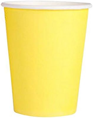 Mikiso20 Paper Cups (9oz) - Plain Solid Colours Birthday Catering(Yellow)