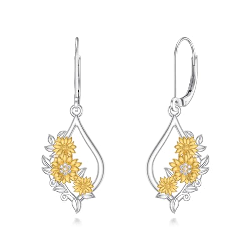 Diamond Flower Drop Dangle Earrings for Women 925 Sterling Silver Lab Grown Diamond Jewelry Gifts for Mom Wife Daughter Friend