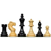 Reproduced Vintage 1950s Bohemia Staunton Series German Chess Pieces 3.89" King, Handcrafted in Ebonized & Natural Boxwood Classic Tournament Wooden Chess Set