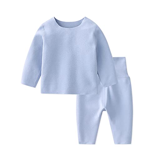SONARIN Ropa Interior Térmica para Bebé,Conjunto Térmico para Bebés Niños Niñas Camisas e Pantalones Conjuntos de Pijamas Térmica Ropa de Dormir Camisones Manga Larga para 0-24 Meses(Azul)