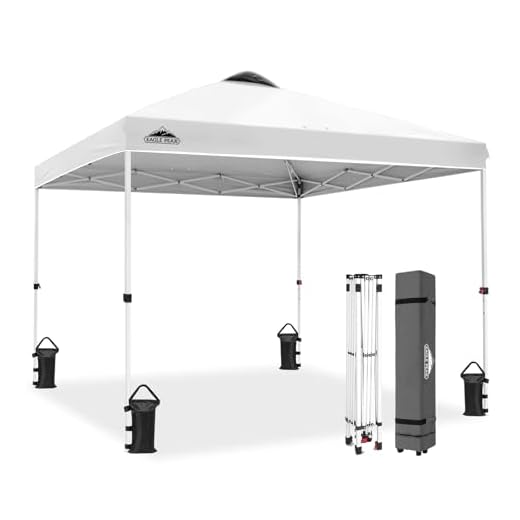 EAGLE PEAK 10x10 Pop Up Canopy Tent Instant Outdoor Canopy Easy Set-up Straight Leg Folding Shelter with 100 Square Feet of Shade (White)