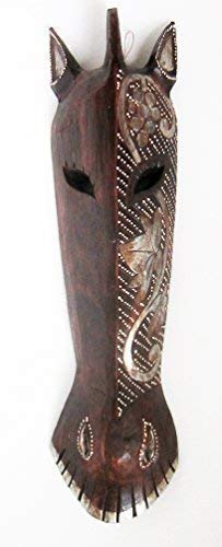 Madera Máscara Bali Lombok Aborigen, Diseño 52cm CABALLO Cabeza