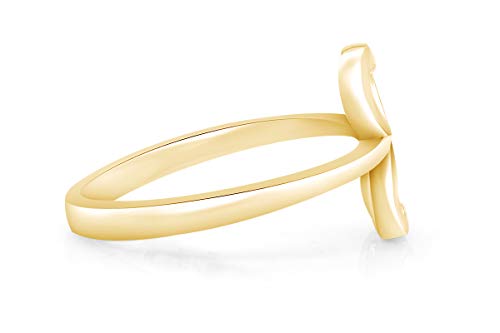 Wishrock Minimalist Double Heart Love Bypass Delicate Adjustble Ring Jewelry For Women In 14K Yellow Gold Over Sterling Silver #TOP2