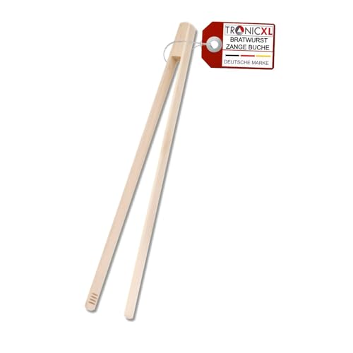 TronicXL 20 Stück Grillzange 42cm Holz Zangen Bratwurstzange Grillen Grill Buffet Zange BBQ Posten Grillzangen Holzzange