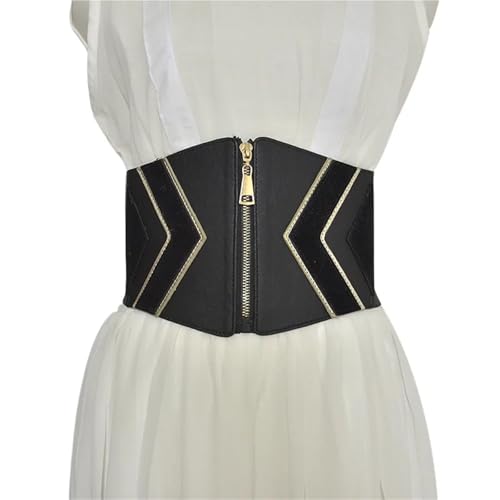 Women's Corset Belt Black PU Leather Zipper Buckle Elastic Waist Seal Nice Clothing Accessories2