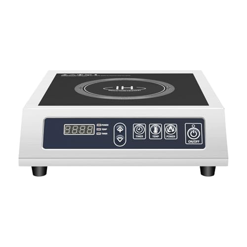 CCAUUB Fornello a induzione digitale 3500w 220V, fornello elettrico singolo piano cottura 10 temperatura regolabile, 11 alimentazione regolabile, 24h timer fornello commerciale