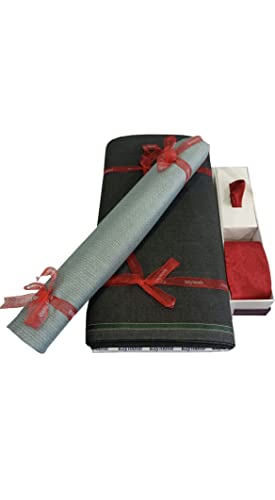 Image of Raymond Men's Unstitched 3.25 Meters Suiting Length Set with Tie, Pocket Square and Shirt Piece (All Weather Fabric,Attractive Box)