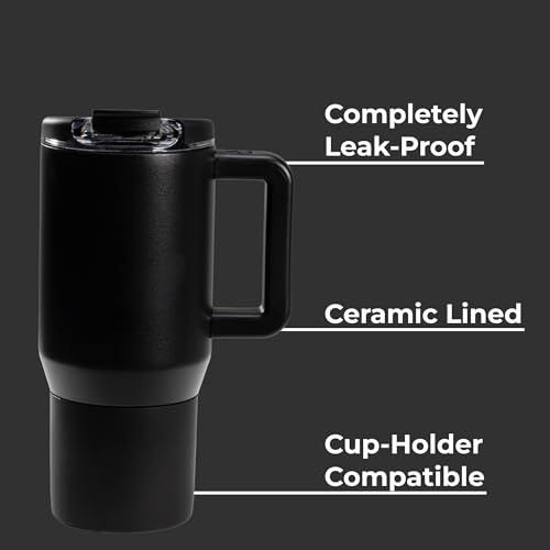 HydroJug Coffee Traveler 20 oz - Leak-Resistant, Ceramic-Lined Insulated Travel Coffee Mug for Hot or Cold Drinks with Flip Lid & Handle, Dishwasher Safe Coffee Tumbler, Black #2