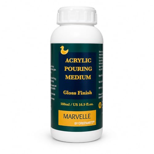 Image of GREENARTZ MARVELLE Acrylic Pouring Medium 500ml | Gloss Finish Flow Additive for Acrylic Paint | Quick Dry Fluid Art Medium | Professional Pour Painting & Fluid Art