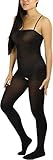 ToBeInStyle Women’s Bodystocking Fishnet Mesh Opaque Sheer Lingerie Bodysuit - Opaque Solid Crotchless Black - One Size