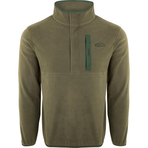 Image of Drake Waterfowl Men's Camp 2.0 Fleece Pullover | Hunting Anti-Pill Moisture Wicking 1 /4 Neck Snap Sweater with Chest Pocket
