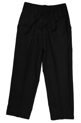 Boys Flat Front Elastic Waist Dress Pants (Regular & Husky Fits) - Black, 22