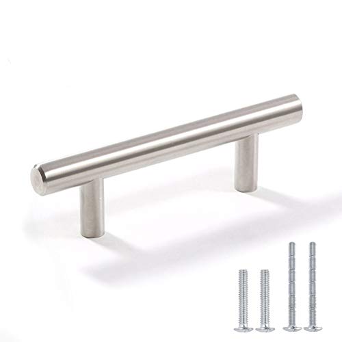 Aybloom Cabinet Handles - Pack of 30 Stainless Steel Brushed Satin Nickel Hollow Tube T Bar Drawer Pulls for Kitchen Furniture Hardware(Satin Nickel, Overall Length: 6", Hole Center: 3-3/4") by Aybloom - Used condition - US$16.96
