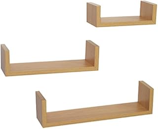 Bremen 3 Display U Shaped Floating Wall Shelves Book Storage Shelf Display Unit Oak