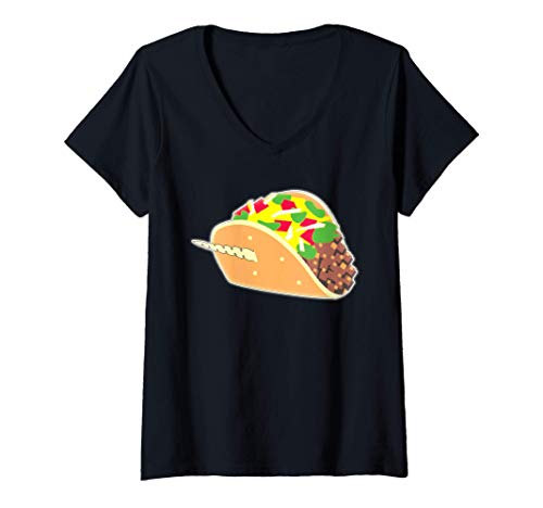 Mujer Taco Unicorn Funny Food Camiseta Cuello V