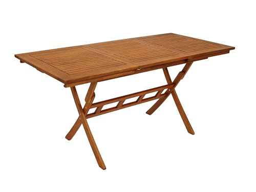 DEGAMO Ausziehtisch Klapptisch LAGO 110/160x75cm, klappbar und ausziehbar, Eukalyptus Holz geölt, Outdoor