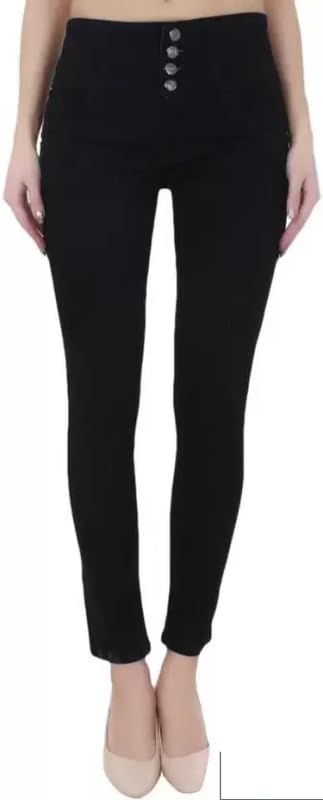 Women 4 Button Plain Black Jeans Latest Stylish (34)-image-44