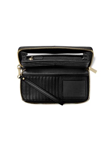 Image of Michael Kors Jet Set Travel Continental, Gold-Tone Hardware /MK Signature with Logo Webbing /Black