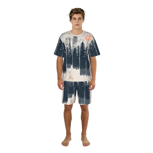 Pyjama homme manches courtes Wilderness Fox ensemble été à col rond