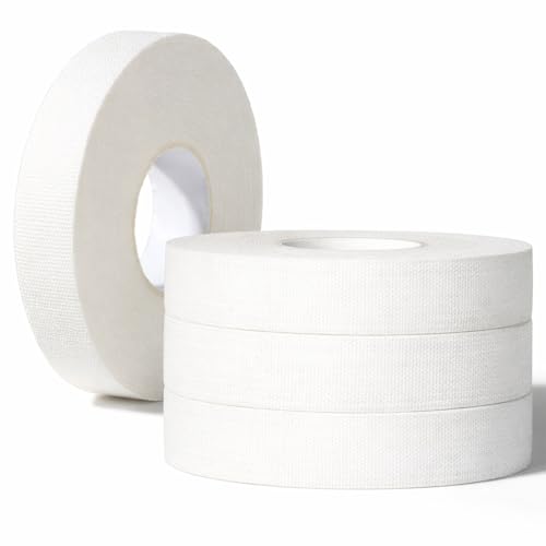 Thinp 4 Pcs White Athletic Tape, 0.5 Inch X 11 Yards/Roll Strong Adhesive Finger Tape for Sports Breathable Cotton Sports Tapes for Climbing Boxing Gymnastics Hockey Soccer