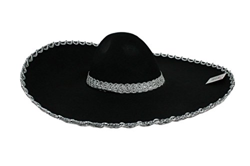 Sombrero noir mexicain adulte chapeau de déguisement de groupe festival mexique x48
