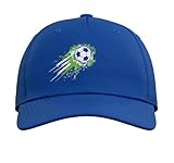 Soccer Ball Vintage Soccer Player Men Boys Kids Adjustable Printed Baseball Hat, Royal Blue